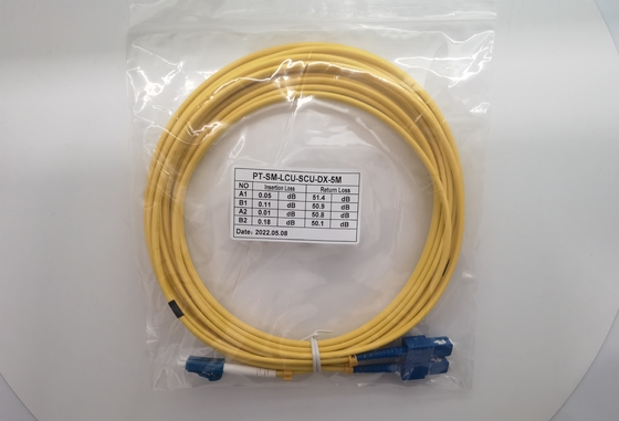 5m LC UPC modo duplex del cavo OS2 della toppa della fibra dello Sc UPC al singolo