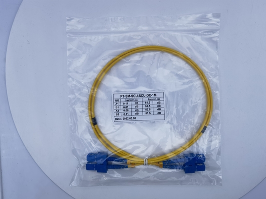 10m Sc UPC modo del duplex 3.0mm OFNR 9/125 del cavo di toppa dello Sc UPC al singolo