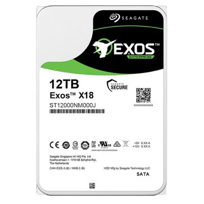 Seagate Exos X18 ST12000NM000J 12TB Disco rigido interno 7200 RPM 256MB Cache SATA 6Gb/s CMR Enterprise HDD per 24/7 Server Storage