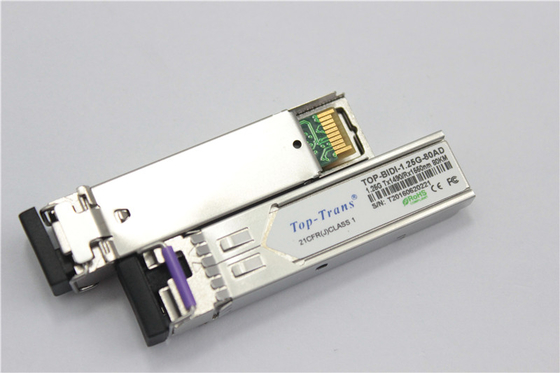Ricetrasmettitore ottico 80KM Rohs di Toptrans BIDI 1.25G-80AD/BD SFP